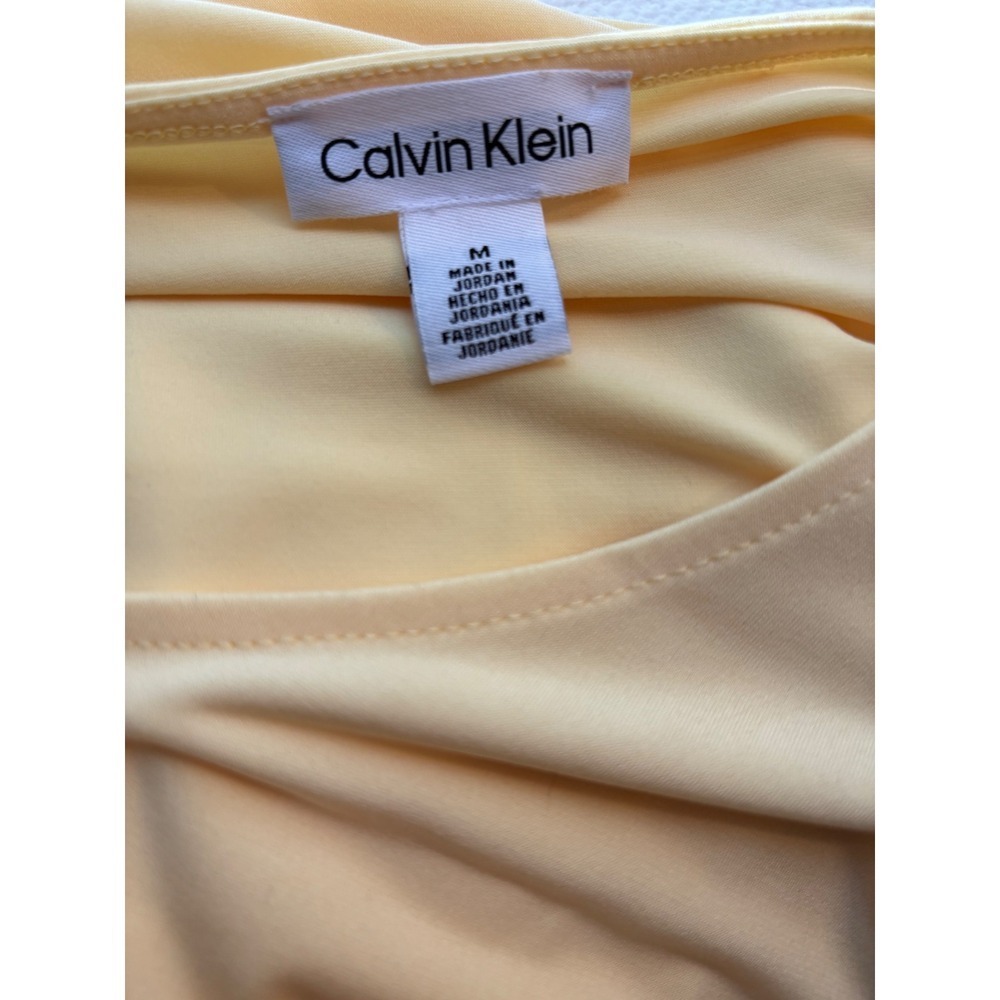 Calvin Klein Yellow Flutter Sleeve Blouse – Size Medium – Elegant & Versatile - Picture 2 of 8